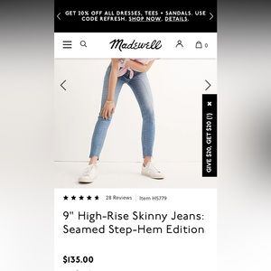 Madewell Size 23 high waist skinny jean